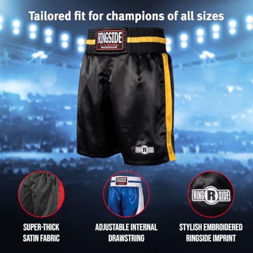 Ringside Calções de boxe Pro-Style, shorts de cetim para homens e mulheres, ideal para boxe, MMA, Mu