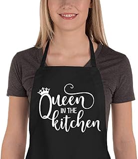 Funny Cooking Apron for Women Men Adjustable Kitchen Chef Aprons with 2 Large