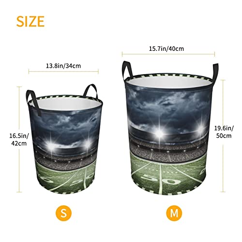 Stadium Football Satdium Field Light Night Laundry Basket Circular Hamper Clothes Storage Bucket Daily Necessities Storage Bag S/M Two Sizes #TOP4