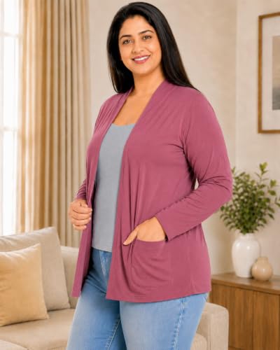 Image of In Love Women's Solid Open Front Shrug with Pockets