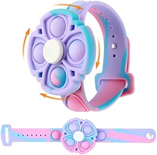 Sichy Pop Bubble Sensory Fidget Bracelet Toys, Stress Relief and Anti-Anxiety Silicone Wristband Fidget Toys for Kids and Adults, Popular Rotating fingertip Toy, Wearable Decompression Wristband