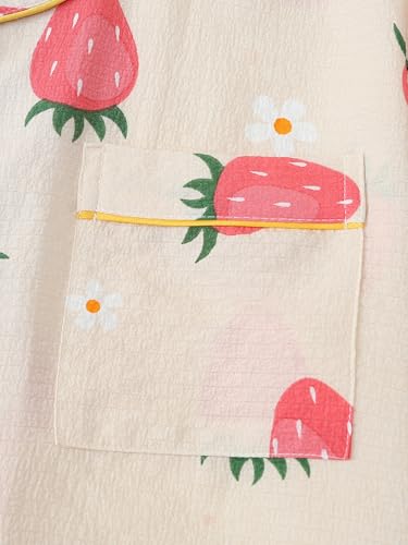 SweatyRocks Women's Matching Pjs 2 Piece Cute Printed Short Sleeve Button Front Top with Shorts Pajama Set4