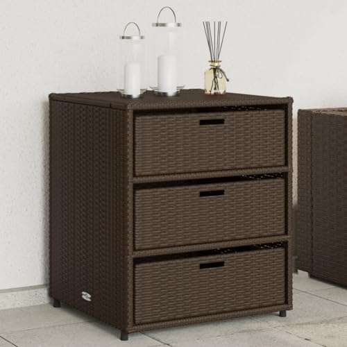 Genérico Armario de almacenamiento de jardín marrón 55x59x69cm resina trenzada,Muebles,Muebles de jardín,Cofres de jardín,Marrón,36.16 LB,365556