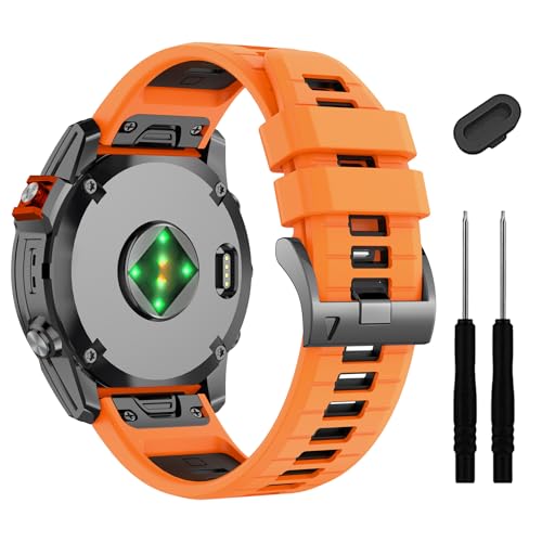 Image of 22mm Compatible with Garmin Fenix E /8 /8pro AMOLED 47mm /Fenix 7 /7 Pro /6 /6 Pro /5 /5 Plus Watch Band,Soft Quickfit Silicone Straps for Forerunner 970 965 955 /Approach S70 47mm /tactix 8 /quatix 7 8 47mm