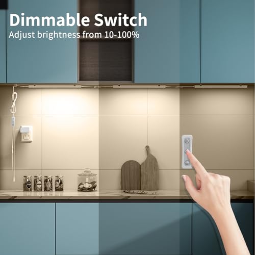 Image of ASOKO Dimmable Under Cabinet Lighting - 6 Pcs 12 Inch Linkable Led Counter Light Bars, Warm White 2700K, DC24V 1320Lumens, 18W Shelf Lighting (ETL Plug)