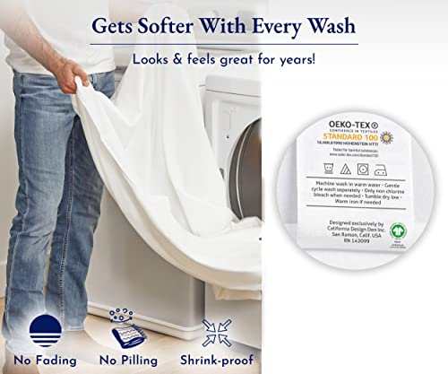 100% Organic Cotton Twin Fitted Sheet, Cooling Percale Weave, Lightweight, Snug-Fit, Crisp, Twin Fitted Sheet Kids, Dorm Rooms, Deep Pocket Twin Sheets, 1 Piece Fitted Sheet Only (Blue Hydrangea) #TOP3