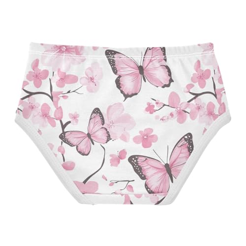 Wusikd Pink Butterflies Girls' Underwear Cotton Flowers Girls Briefs Soft Toddler Underwear 2T2