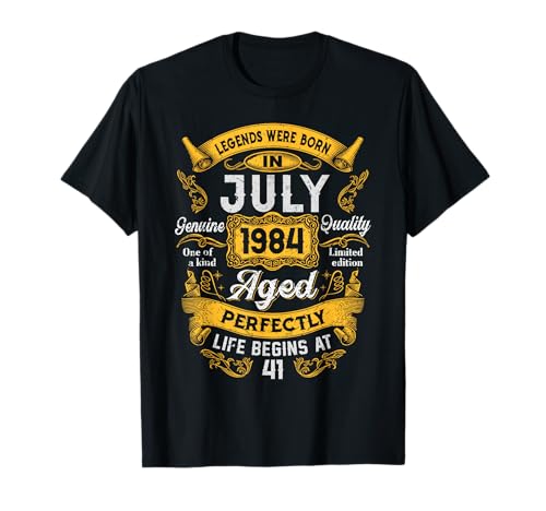 41st Birthday Real Legends July 1984 41 Years Old For Men Camiseta