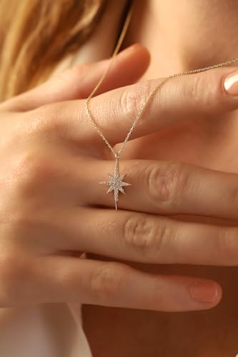 14K Real Gold North Star Pendant, Minimalist Gold Celestial Necklace, Dainty Custom North Star Necklace, North Star Necklace2