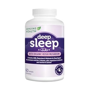 Genuine Health Deep Sleep, 60 vegetarian capsules, Reishi Mushroom, GABA, Melatonin and Magnesium, Natural restorative sleep support, Dairy, soy & gluten-free, Vegan