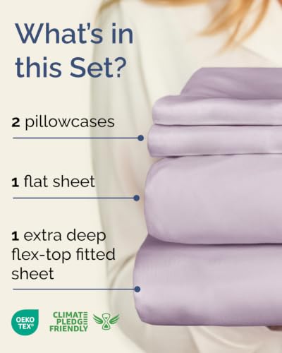 Image of Flex Top Split Head King Sheet Set - 4 Piece Extra Deep - Light Lavender