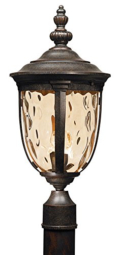 John Timberland Bellagio European Outdoor Post Light Pier Mount Fixture Veranda Bronze Brown 21" Hammered Glass For Exterior House Porch Patio Deck Garage Yard Garden Driveway Home Lawn Walkway #TOP4