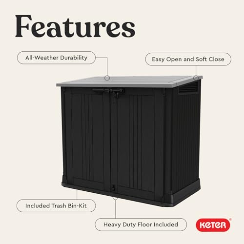Image of Keter Store-It-Out Prime 4.3 x 3.7 ft. Outdoor Resin Storage Shed with Easy Lift Hinges, Perfect for Yard Tools, Pool Floats and Garden Accessories, Black