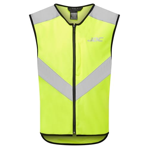 JDC Motorcycle Hi Vis Vest High Visibility Zipped Safety Reflective...