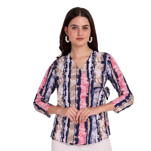 Image of FNOCKS Stylish Wrap Tie Side Top - Trendy and Comfortable | Women's Tops