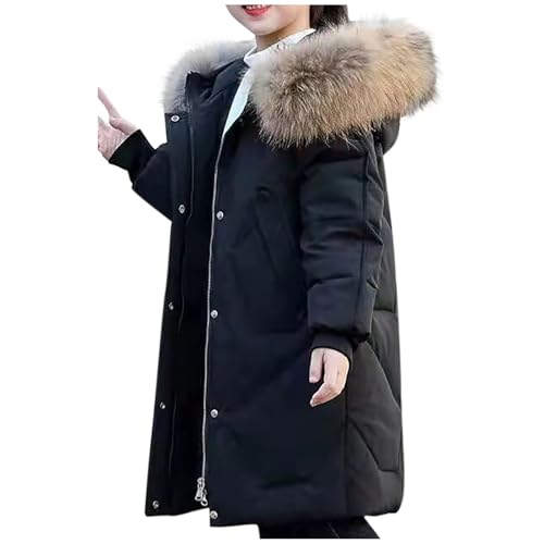 duxyoz Manteau d'hiver épais et chaud à capuche pour enfants - Parka matelassée légère avec capuche en fausse fourrure - Manches longues - Coupe-vent -...
