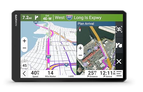 Image of Garmin dēzl OTR1020, Extra-Large High-Res 10 inch GPS Truck Navigator, Custom Truck Routing, Satellite Imagery, Wind Speed, Community-Shared Loading Docks, Dual-Orientation Display, Renewed