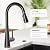 Moen Sleek Black Stainless One-Handle, Single-Hole Pulldown Kitchen Faucet with PowerBoost Technology for Faster Water Flow, 7864BLS