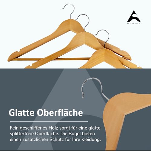 A ACTIVE SOUL Holzkleiderbügel 20er Set mit Einkerbungen & Mittelstrebe – Ansicht 4