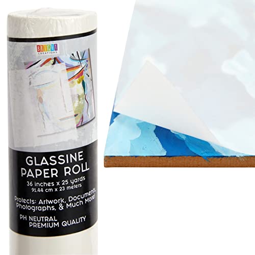 Bright Creations Glassine Roll - Glassine Paper Roll for Artwork - Acid-Free Archival Paper Protection - Packing & Wrapping Sheets - 36 in x 25 yd - Silver