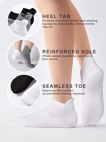Athletic Ankle Socks Women & Men, Arch Compression, Heel Tab, Moisture-Wicking, Lightweight Cotton Socks3