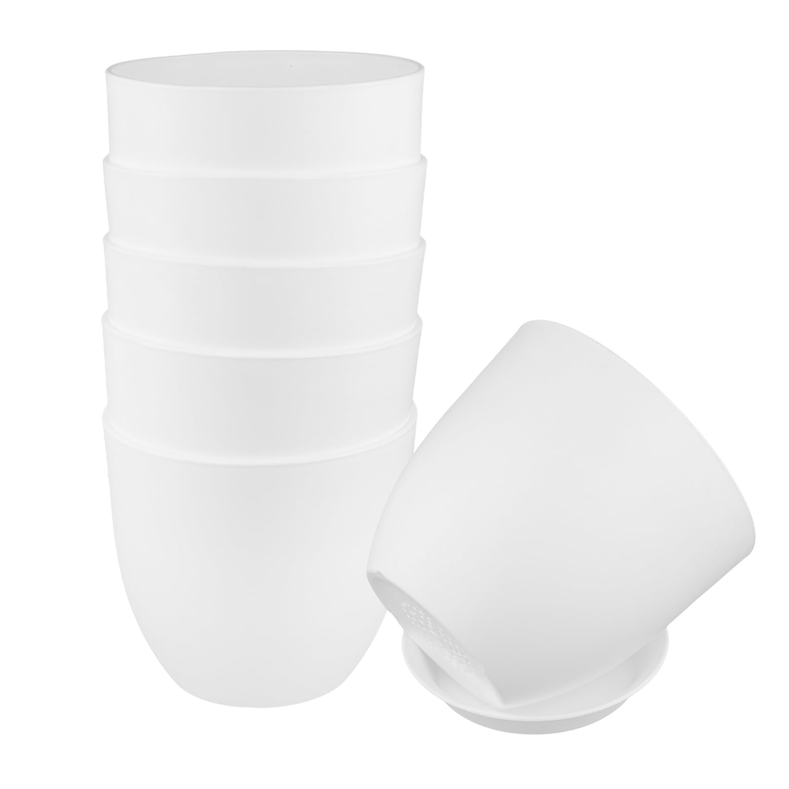 Lot de 10 pots de fleurs en plastique robuste de 16 cm avec trous de drainage et soucoupes pour plantes d'intérieur et plantes grasses Blanc 16 cm