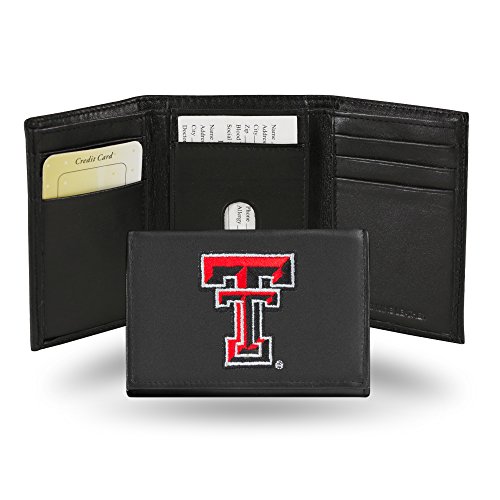 Rico Industries NCAA Texas Tech Red Raiders Embroidered Genuine Leather Tri-fold Wallet 3.25