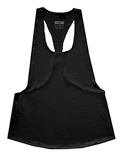 ARESHION Women's Sports Stringer Loose Open Side Vest Fitness Exercise Tank Top Tee Black M