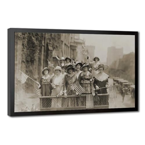 Tableau mouvement suffrage des femmes photo historique drapeau américain 50x75cm