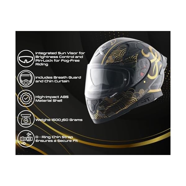 Axor-Apex-Infinity-Full-Face-Helmet-DualSpoiler-RaceReady-Aerodynamic-Design-HighImpact-ABS-Shell-UltraVent-Airflow-System-Black-Gold-XL Axor Apex Infinity Full Face Helmet DualSpoiler RaceReady Aerodynamic Design HighImpact ABS Shell UltraVent Airflow System Black Gold-XL