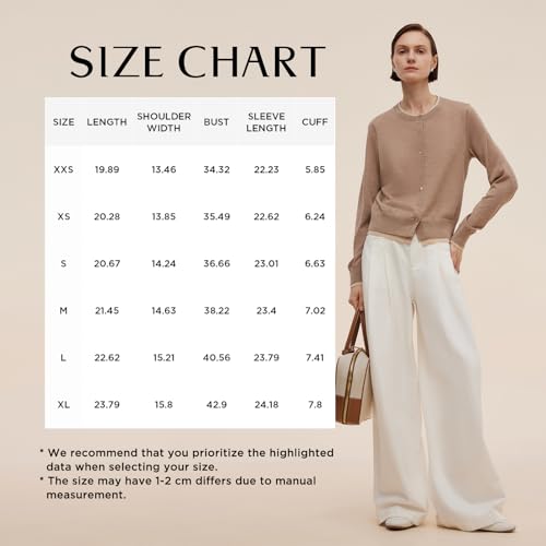 Image of GOELIA Pure Cashmere Wool Cardigans Womens Sweaters Trendy Long Sleeve Button Down Cozy Loose Fit Knit Going Out Tops