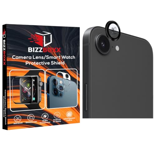 Image of Camera Lens Frame Glass Protector Compatible with iPhone 16e Anti-Fingerprint Ring Glass Protection and Aluminum Frame - Black (Same as Phone Color - Apple 16E)- Pack of 1