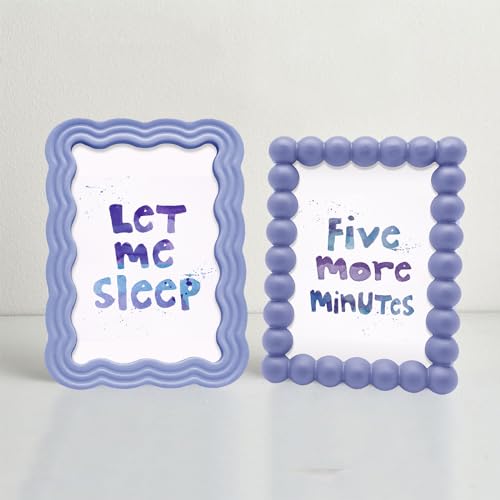 irbaniland Lot de 2 cadres photo colorés en forme de vague de 15,2 cm, mignons et tendance, à suspendre sur une table et à accrocher au mur, décoration...