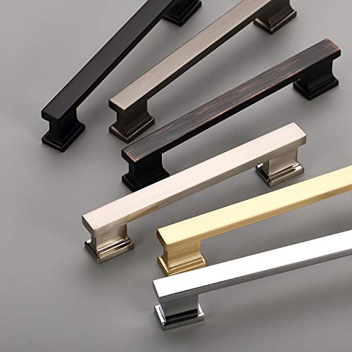 Alzassbg AL3061SN Brushed Satin Nickel, 5 Inch(128mm) Hole Centers Cabinet Hardware Modern Drawer Handles Pulls 10 Pack