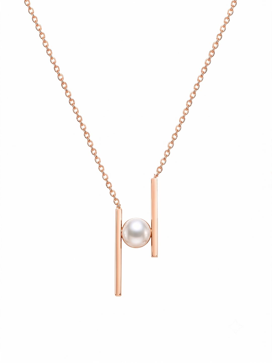 18K Gold Plated Black Pearl Vertical Bar Necklace | Geometric Architectural Pendant for Women | Modern Minimalist Daily Wear Jewelry (Gold)-image-34