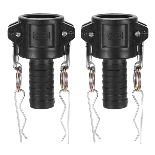 uxcell Poly Cam Lock Fittings, 2 Pcs 1" Part C Male Adapter x Hose End Cam Groove Hose Fittings Polypropylene Cam Lock Fittings, Black
