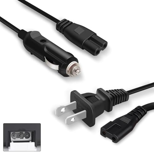 Type B Electric Lunch Box Power Cord Only Compatible with 3 Power Jack Food Heater,110V Flat Angle Cable-Home Use/24V V-Type Cable Car Use,Not Universal Wire,Check Lunchbox Plug Type Before Purchase