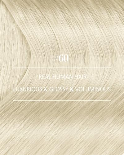 Image of YoungSee Clip in Human Hair Extensions Blonde, 18 Inch Human Hair Clip in Extensions, 120g 7pcs Platinum Blonde Straight Hair, Invisible Clip on Hair Extension for Women