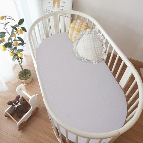 Image of Baby Bassinet Mattress, Breathable, Hypoallergenic, Premium Foam, Non-Toxic, Oval Shaped with Removal Waterproof Cover, 18 inch x 29 inch x 2'', Gray