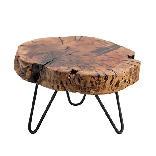 Tj Global Natural Edge Tree Trunk Wooden Stand With Hairpin Legs For Displaying Cakes, Plants, Candles, Decor (L9.5 X W8 X H5.5) #TOP6