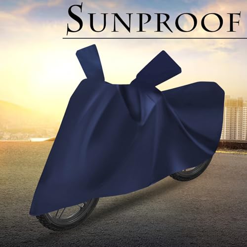 Image of Auto Hub Bike Cover Compatible with CB Shine SP with Mirror Pocket, Dustproof, Heat Resistant, Triple Stitched, CB Shine SP Bike Cover- Plain Navy