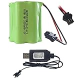 GENYESTAR 6V Battery Pack, 2000mAh Ni-MH AA Rechargeable Battery Pack with SM Connector and USB Charger Cable, Suitable for Solar Outdoor Light Security Light Amphibious Stunt RC Car