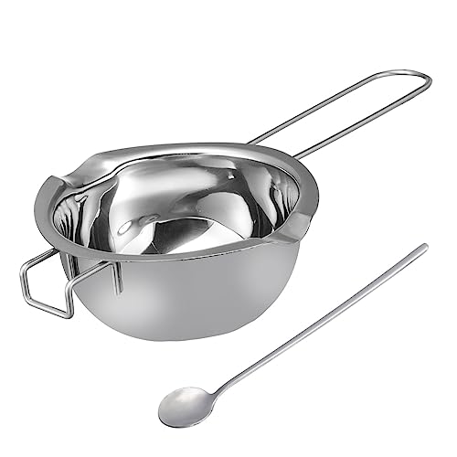 ROMISBABA Olla para Derretir Mantequilla y Chocolate Acero Inoxidable con Mango Resistente al Calor y Cuchara para Baño María y Cocina
