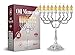 Ner Mitzvah Silver Plated Oil Menorah - Fits Standard Chanukah Oil Cups and Large Candles - Olive Branches - 11.5” High
