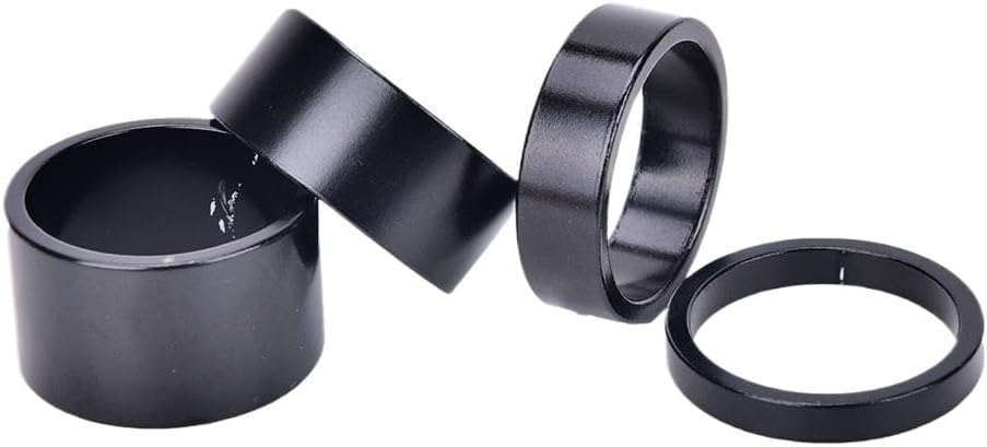 4Pcs/Set 28.6mm 5/10/15/20mm Aluminum Alloy Headset Stem Spacer Fork Washer Cap for Road Bike Cycling for Bikes(Gold)