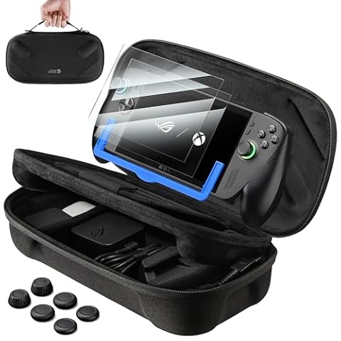 JSAUX Etui do ROG Xbox Ally X, zestaw akcesoriów 3 w 1 z 2 osłonami ekranu ze szkła hartowanego + ramką wyrównującą, 6 nakładkami na joysticki, dwuwarstwowe etui podróżne