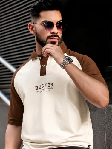 Image of Maniac || Mens || Printed ||Raglan Polo Neck || 3 /4th Sleeve || Cotton ||Oversized ||Polo T-Shirt