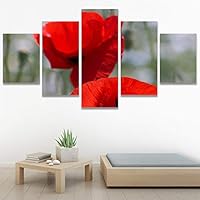 SIGNWIN 5 Panel Canvas Wall Art Red Fields for Home Decorations Ready to Hang - 60