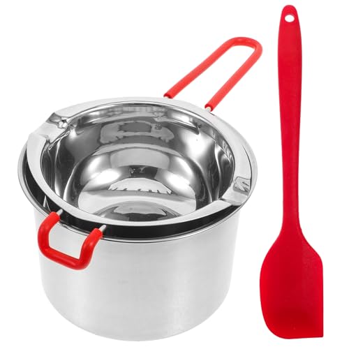 SAFIGLE Set Pentola a Bagnomaria in Acciaio Inox 201 da 3 Pezzi per Sciogliere Cioccolato, Cera e Burro, Doppia Caldaia Beccucci Versatori e Manico Isolante, Adatta per Colore Casuale