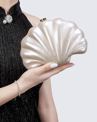 Image of Women Seashell Evening Bag Purse Mermaid Chain Strap Clutch Handbag Shoulder Bag | Seashell